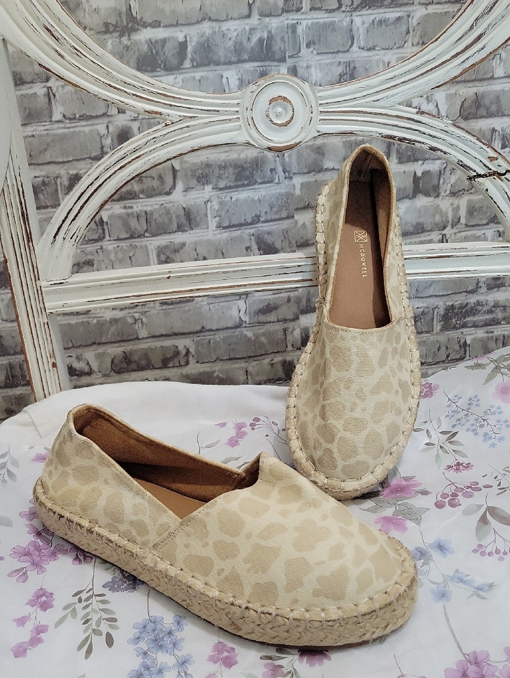 Michelle McDowell The Mave Leopard Print Espadrille Flats Slip On Shoe, Womens 9